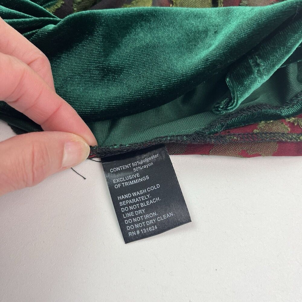 Caleesa Velvet Embroidered Tunic Top Sz S Forest Green Fairy Grunge Renaissance - Picture 11 of 11